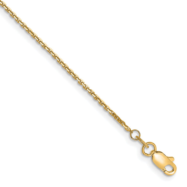 10K Yellow Gold 1.2 mm Cable Chain Anklet