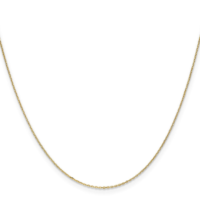 10K Yellow Gold 0.8 mm Polished Chain Necklace, Solid