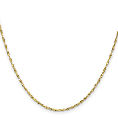 10K Yellow Gold 1.4 mm Singapore Chain Necklace, Polished