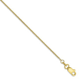 10K Yellow Gold 1 mm Polished Chain Anklet, Solid