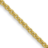 10K Yellow Gold 1.4 mm Polished Chain Necklace, Solid detail view