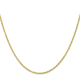 10K Yellow Gold 1.3 mm Rope Chain Necklace, Polished
