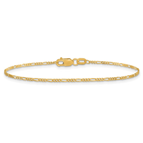 10K Yellow Gold 1.25 mm Figaro Chain Anklet, Polished