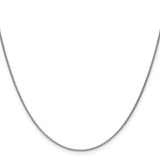 10K White Gold 1 mm Polished Chain Necklace, Solid