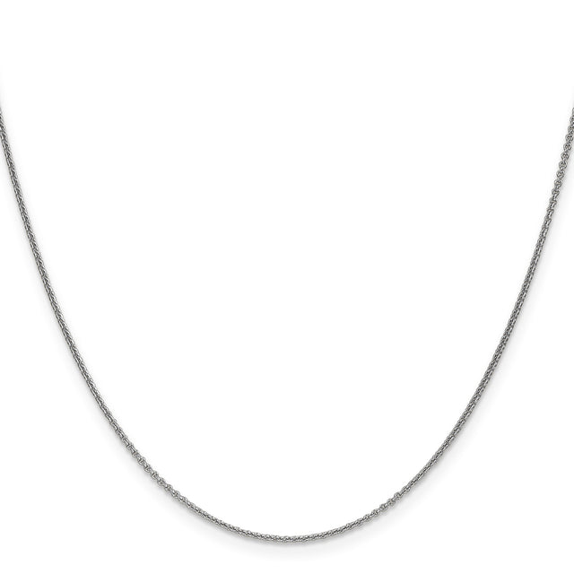 10K White Gold 1 mm Polished Chain Necklace, Solid