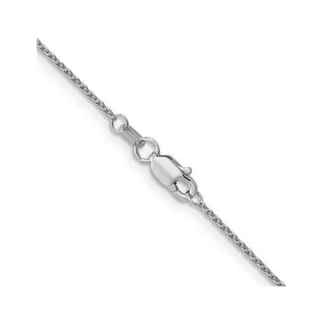 10K White Gold 1 mm Polished Chain Necklace, Solid alternate angle
