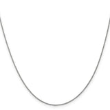10K White Gold 0.9 mm Polished Chain Necklace, Solid