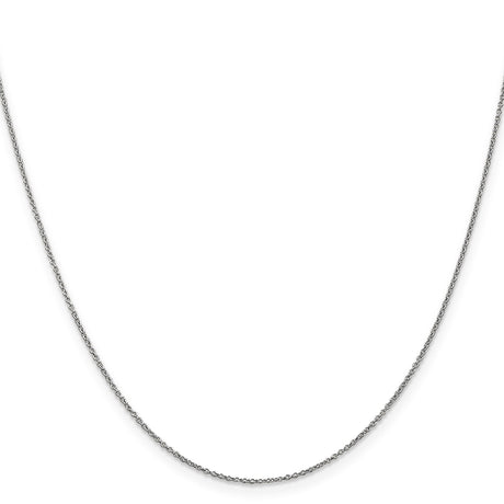 10K White Gold 0.9 mm Polished Chain Necklace, Solid