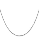 10K White Gold 1.3 mm Rope Chain Necklace, Polished