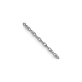 10K White Gold 1.3 mm Rope Chain Necklace, Polished detail view