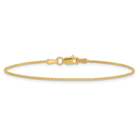 10K Yellow Gold 1.2 mm Polished Chain Anklet, Solid