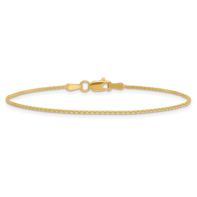 10K Yellow Gold 1.2 mm Polished Chain Anklet, Solid