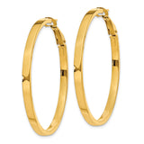 10k Yellow Gold Hoop Earrings, Smooth Polished Round Square Tube, Hinged Clasp