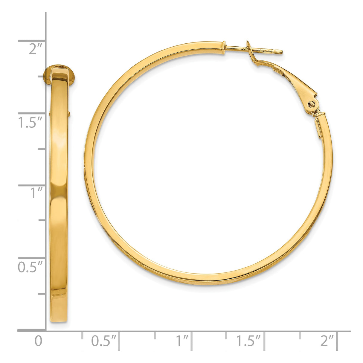10k Yellow Gold Hoop Earrings, Smooth Polished Round Square Tube, Hinged Clasp