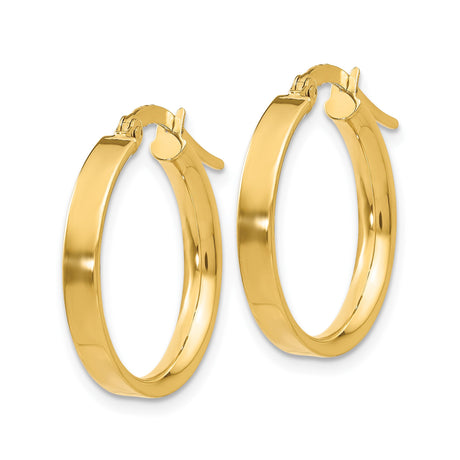 10k Yellow Gold Hoop Earrings with Polished Finish and Hinged Snapback Closure