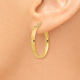 10k Yellow Gold Hoop Earrings, Polished Round Hoops with Latch-Back Closure, Medium Size