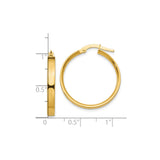 10k Yellow Gold Hoop Earrings, Polished Round Hoops with Latch-Back Closure, Medium Size