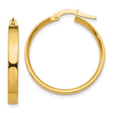 10k Yellow Gold Hoop Earrings, Polished Round Hoops with Latch-Back Closure, Medium Size