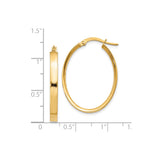 10k Yellow Gold Oval Hoop Earrings, Slim Polished Design for Women