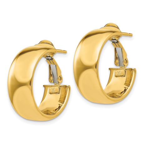10k Yellow Gold Hoop Earrings, Classic Round Shape with Polished Finish and Hinge Clasp