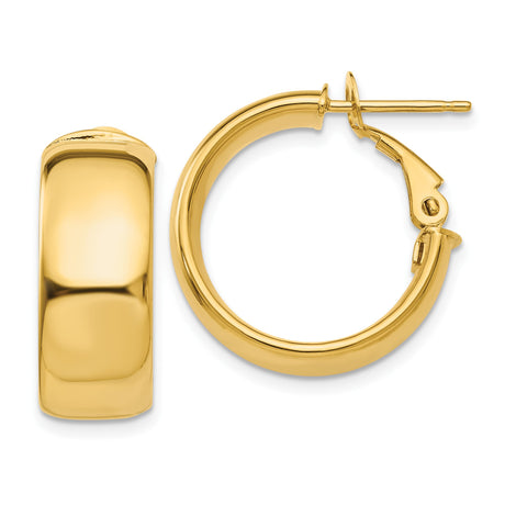 10k Yellow Gold Hoop Earrings, Classic Round Shape with Polished Finish and Hinge Clasp