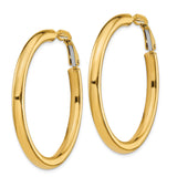 10k Yellow Gold Hoop Earrings, Classic Polished Round Hoops with Latch Back Closure for Women