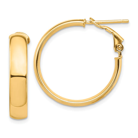 10k Yellow Gold Hoop Earrings, Polished Lightweight Round Design, Latch-Back Closure