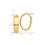 10k Yellow Gold Oval Hoop Earrings, Polished Finish, Latch Back, Lightweight Minimalist Style