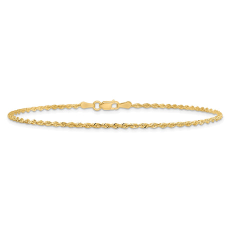 10K Yellow Gold 1.85 mm Rope Chain Anklet, Polished alternate angle