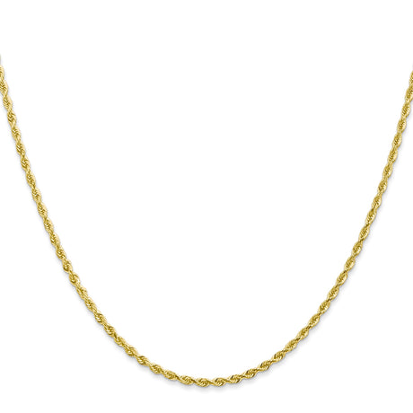 10K Yellow Gold 2 mm Rope Chain Necklace, Polished