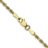 10K Yellow Gold 2.25 mm Rope Chain Necklace, Polished alternate angle