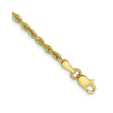 10K Yellow Gold 2.25 mm Rope Chain Anklet, Polished