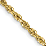 10K Yellow Gold 2.75 mm Rope Chain Necklace, Polished detail view