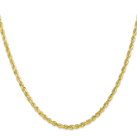 10K Yellow Gold 3 mm Rope Chain Necklace, Polished