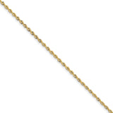 10K Yellow Gold 3 mm Rope Chain Bracelet, Polished shown for scale