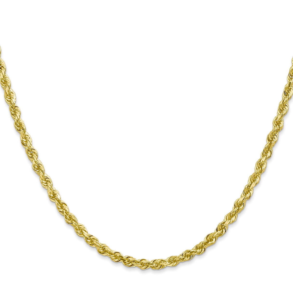 10K Yellow Gold 3.35 mm Rope Chain Necklace, Polished