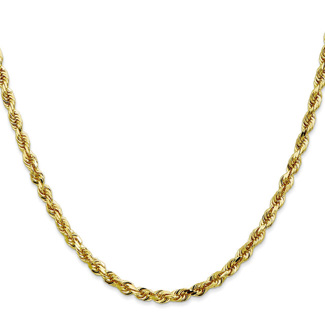 10K Yellow Gold 4 mm Rope Chain Necklace, Polished