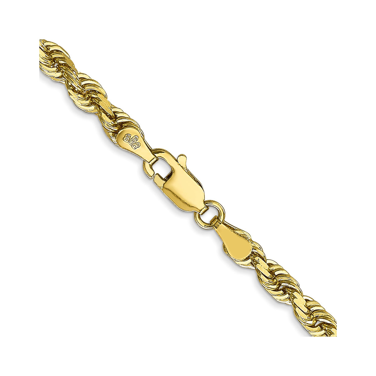10K Yellow Gold 4 mm Rope Chain Necklace, Polished alternate angle