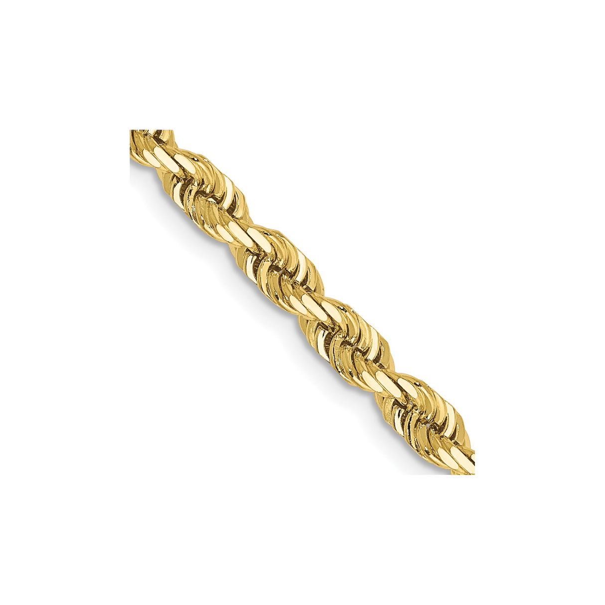 10K Yellow Gold 4 mm Rope Chain Necklace, Polished detail view