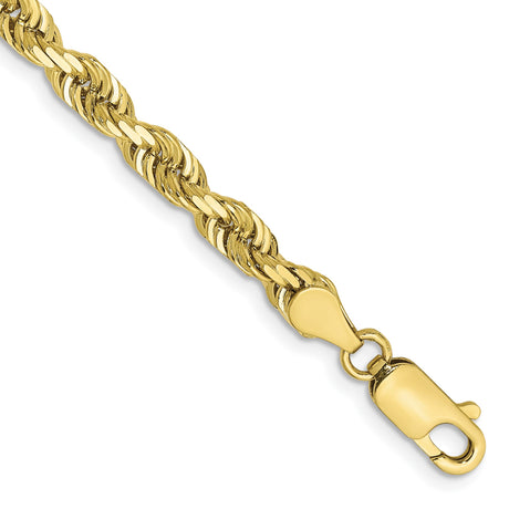 10K Yellow Gold 4.5 mm Rope Chain Bracelet, Polished