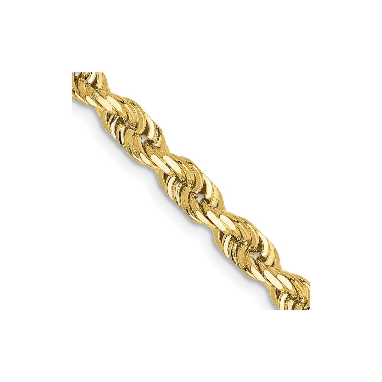 10K Yellow Gold 4.5 mm Rope Chain Necklace, Polished detail view