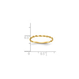 10k Yellow Gold Diamond Cut wedding band ring shown for scale