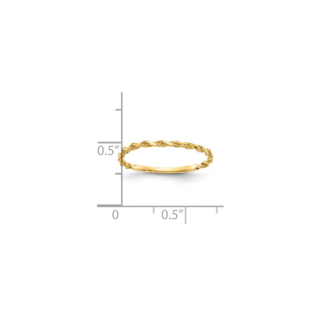 10k Yellow Gold Diamond Cut wedding band ring shown for scale