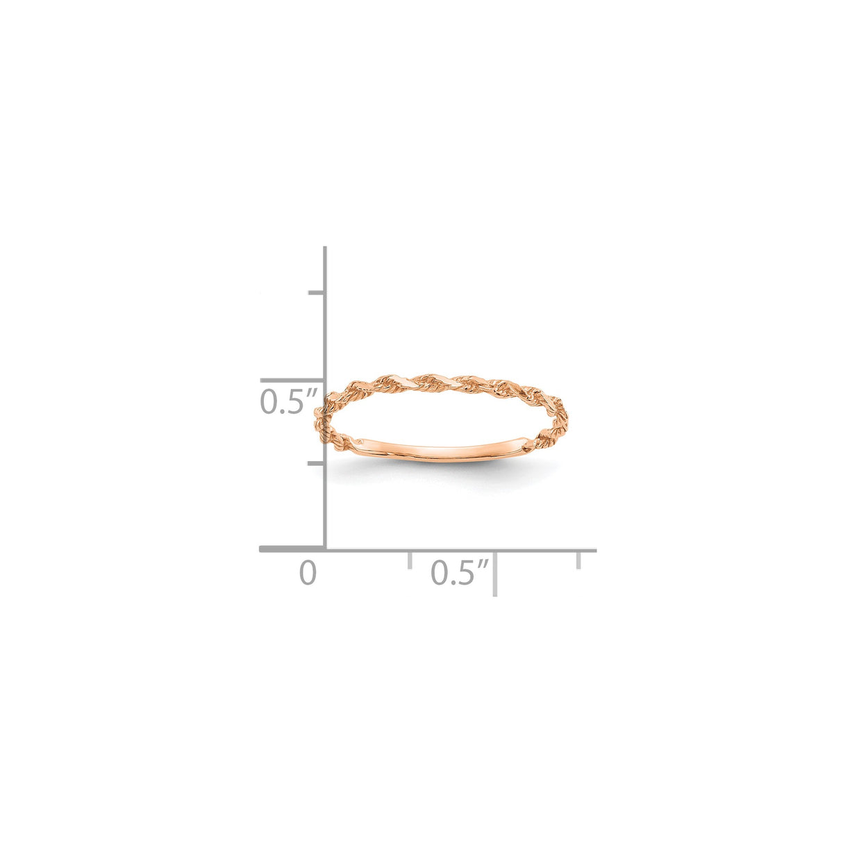 10k Rose Gold Diamond Cut wedding band ring shown for scale