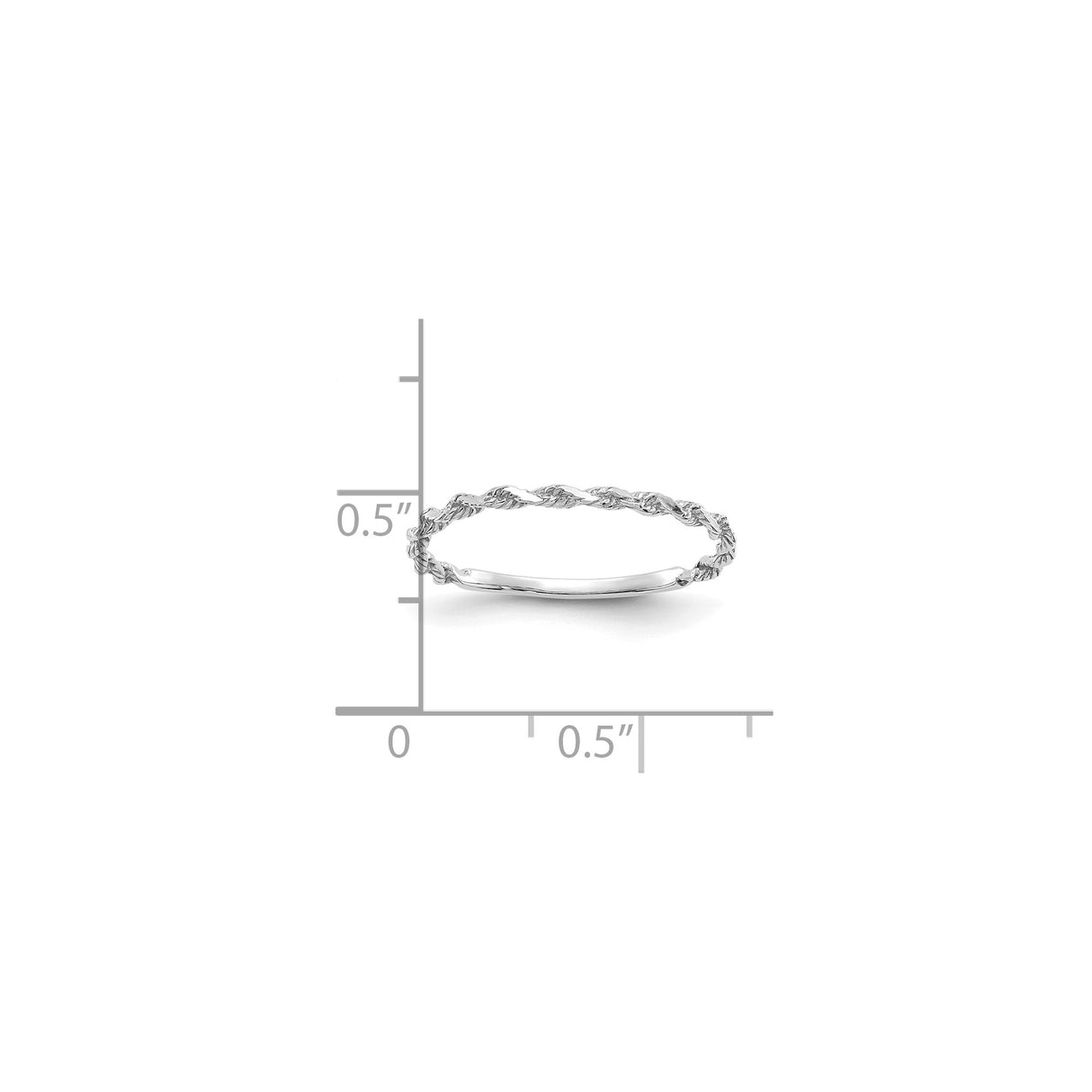 10k White Gold Diamond Cut wedding band ring shown for scale