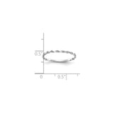 10k White Gold Diamond Cut wedding band ring shown for scale