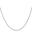 14K White Gold 1.35 mm Polished Chain Necklace, Solid