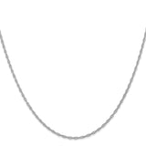 14K White Gold 1.35 mm Polished Chain Necklace, Solid