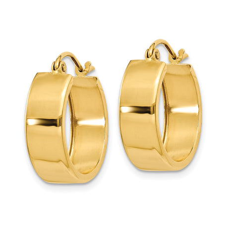 10k Yellow Gold Hoop Earrings, Classic Polished Medium Hoops with Hinged Closure, Unisex Design