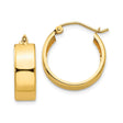 10k Yellow Gold Hoop Earrings, Classic Polished Medium Hoops with Hinged Closure, Unisex Design